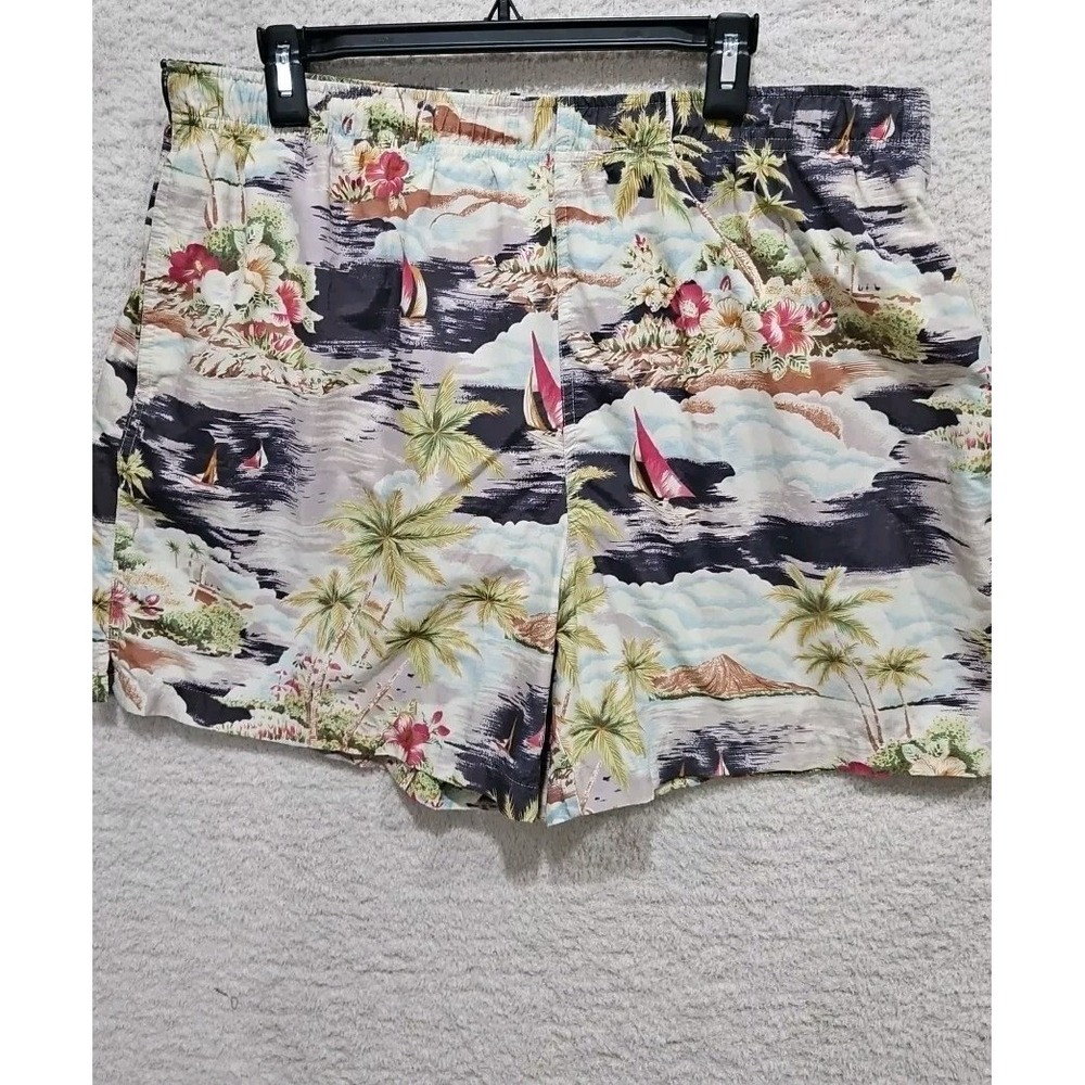 Lands End Swim Trunks Board Shorts Hawaiian Tropical Sailboats Floral Men  XL
